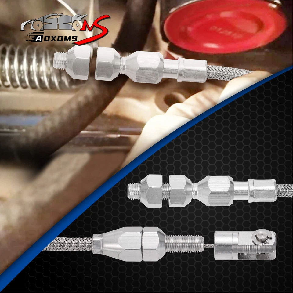 24" THROTTLE CABLE BRAIDED STAINLESS STEEL UNIVERSAL ACCELERATOR For FORD, CHEVY - Image 3 of 4