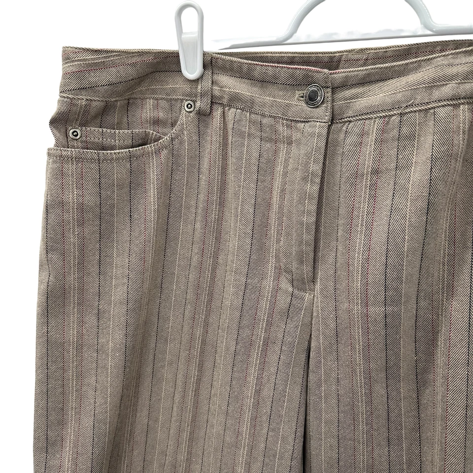 Pantalones elásticos Rafaella para mujer talla 16 marrón claro a rayas Foto 4 de 4