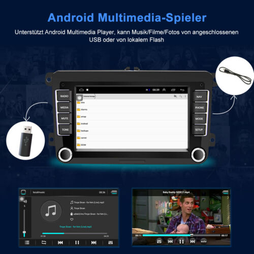 7" 2Din Autoradio Android 13.0 GPS Navi BT WIFI Für VW GOLF V Touran Caddy Polo - Bild 4 von 12