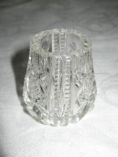 Ancien petit vase rond en verre taillé cristal transparent motif étoile décor