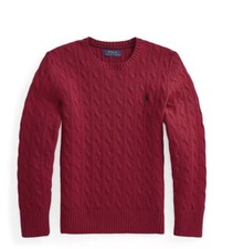 Polo Ralph Lauren Boys' Cable Knit Sweater Color Red Size 7, M 10-12 NWT