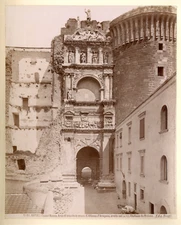 Italy, Naples, Castel Nuovo, Arco di Trionfo, General View Vintage Albumen Pri