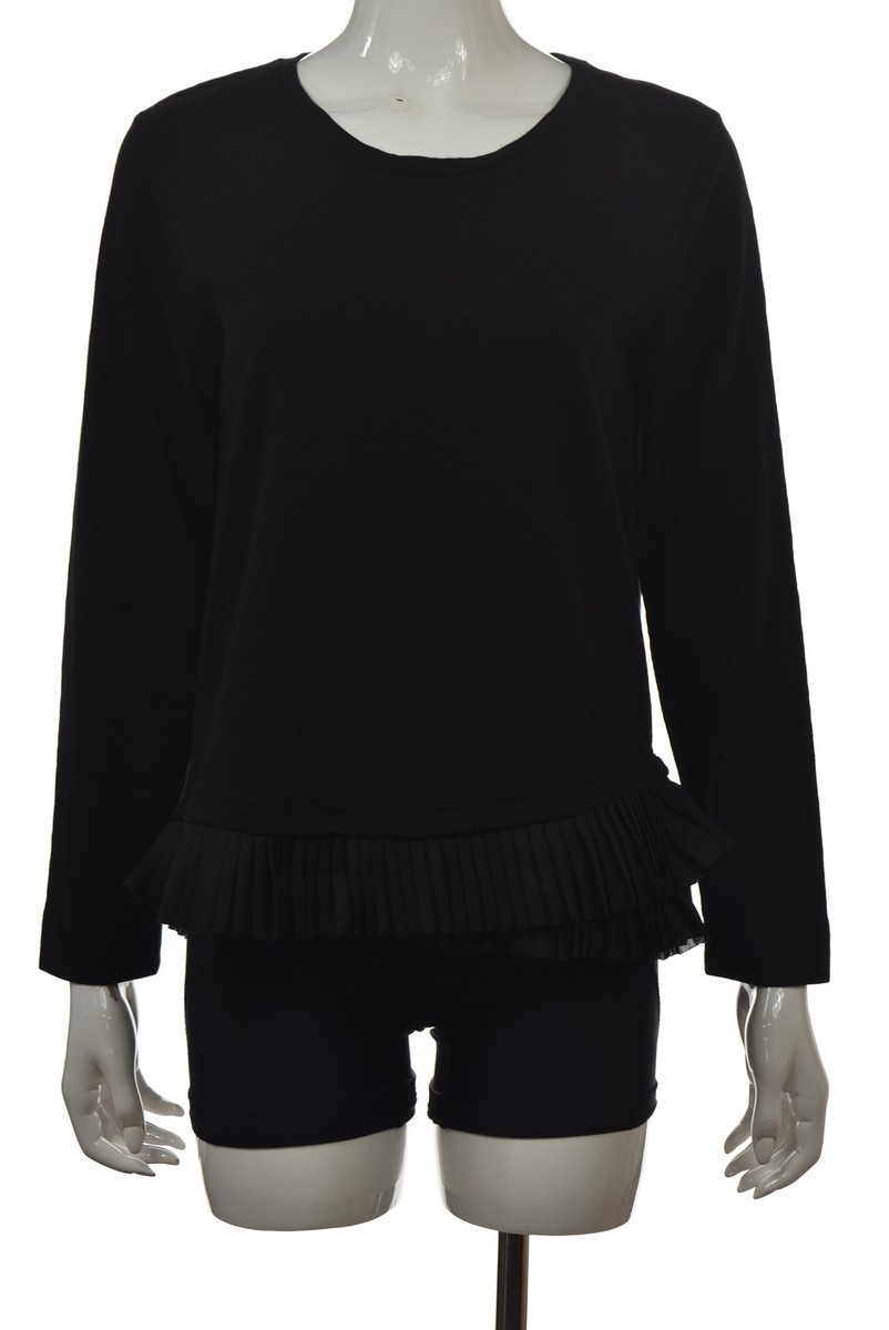 J Crew Factory Womens Top Size M Black Solid Basic T Shirt Long Sleeve  Cotton