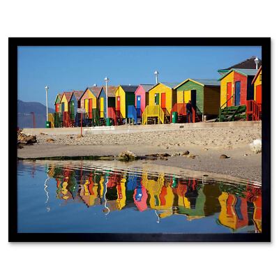 Bright Beach Huts Seaside 12X16 Inch Framed Art Print