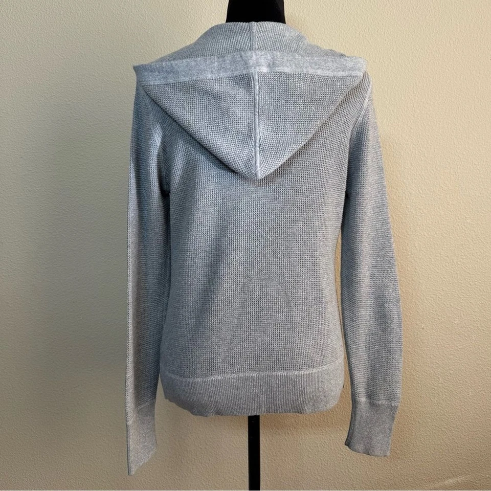 Caslon top women medium long sleeve waffle knit zip up hoodie grey - Image 3 of 4