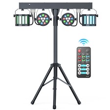 Bühnenlicht LED Lichtset mit Stativ & IR-FB Lichtanlage 2 Spots 2 Derbys DJ Show
