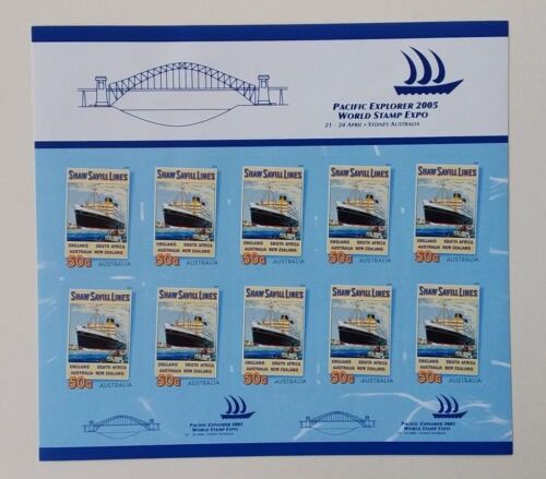 Australia 2004/5 SG2391 Bon Voyage Ocean Liners Self Adhesive Sheetlet of 10 U/M - Afbeelding 1 van 2