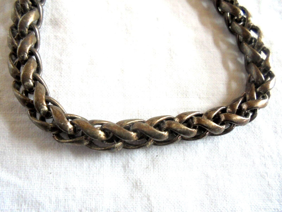 Vintage Tarnished Silver Heavy Chain Bracelet with a Vintage Tarnished Silver Heavy Chain Bracelet with a