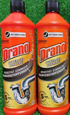 (6,65 /L) 2x DRANO POWER GEL 1L Abflussfrei ROHRFREI ROHRREINIGER Versand 0 