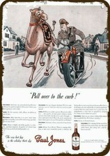 1942 PAUL JONES Whiskey Vintage Look DECORATIVE METAL SIGN - MOTORCYCLE COP & CA