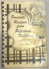 1960's Pittsboro, N. C.  V. F. W. Auxiliary Spiral Cookbook Vintage Local Ads!