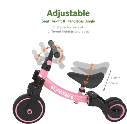 Tricicli 5 in 1 Triciclo per Bambini Da 1 a 4 Anni,Triciclo Senza Pedali,Bicicle - Foto 3 di 12