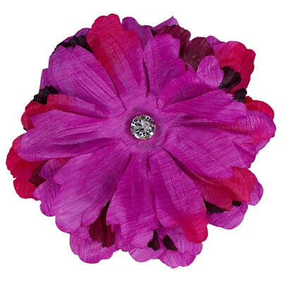 LOFT Large Purple Ruffled Fabric Flower Pin Brooch or Hair Clip 4 1/2''