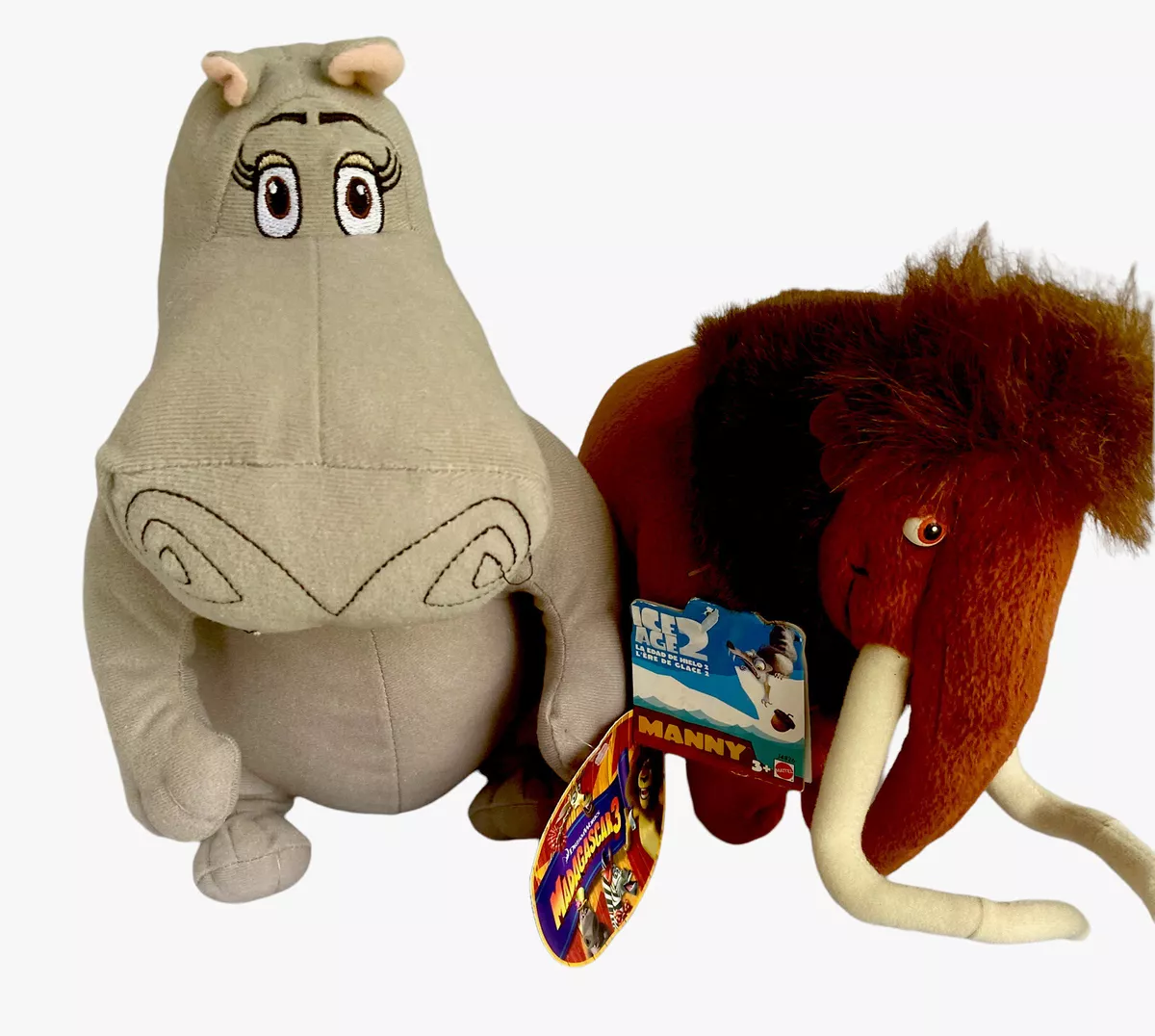 Madagascar 3 GLORIA the HIPPO And Mammoth Large 12 Licensed NWT