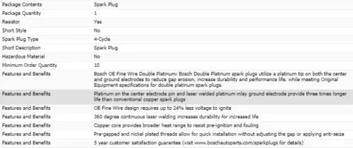 4 X Spark Plugs Bosch Double Platinum For 2009-2017 VOLKSWAGEN TIGUAN L4-2.0L - Image 4 of 4