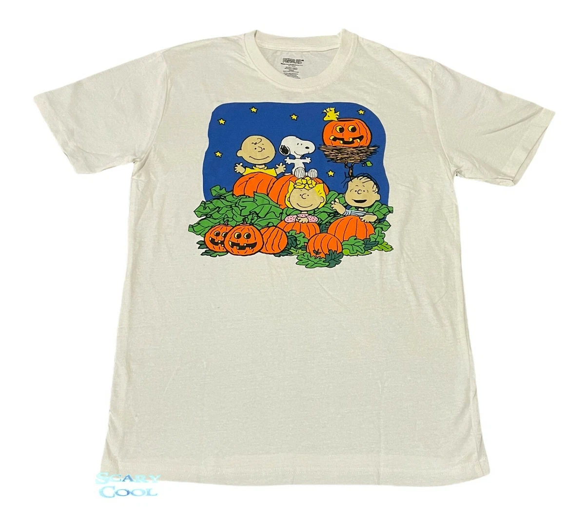 New Peanuts Charlie Brown It s The Great Pumpkin Mens White Halloween T Shirt