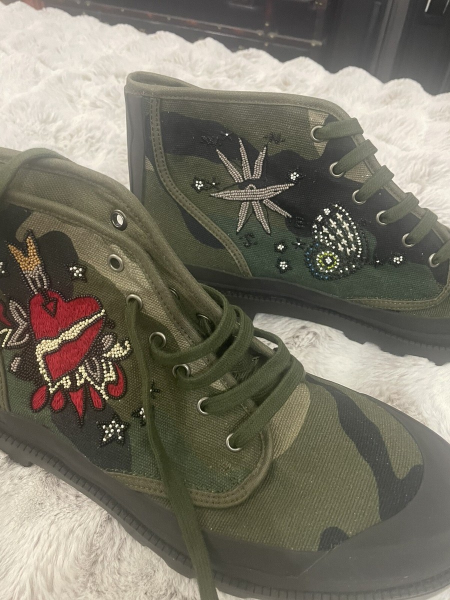 Valentino Garavani Military Green Men\'s Boots Sz 45/12 Valentino Rockrunner Army Green Camouflage Men main image 2