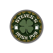 Family Irish Pub Lounge Plaque Custom Name Bar Wall Decor Round Metal Sign