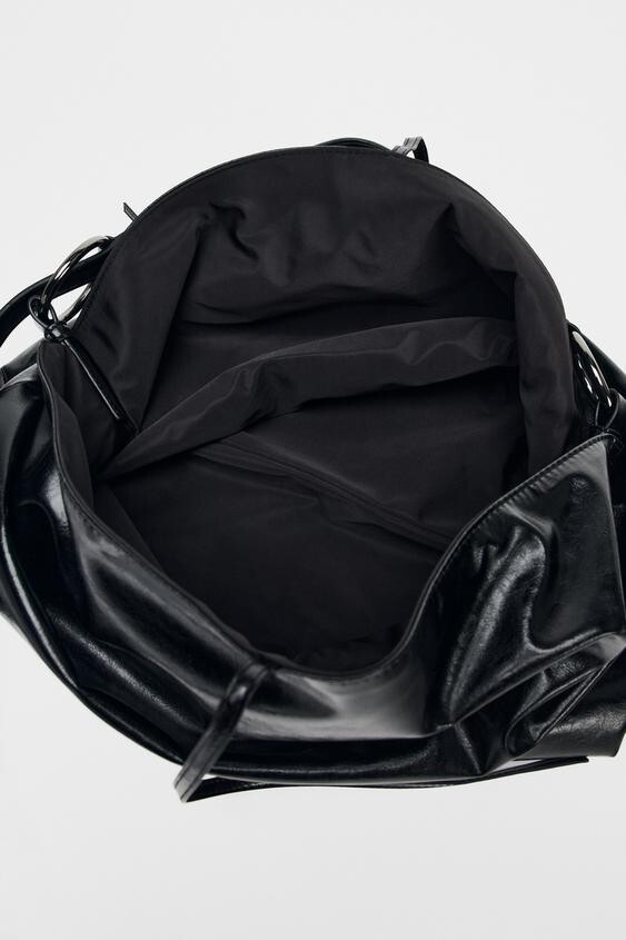 【ZARA】リバーシブルソフト巾着バッグ 6137/510/800 Zara Reversible Soft Drawstring Bag Black 6137/510/800