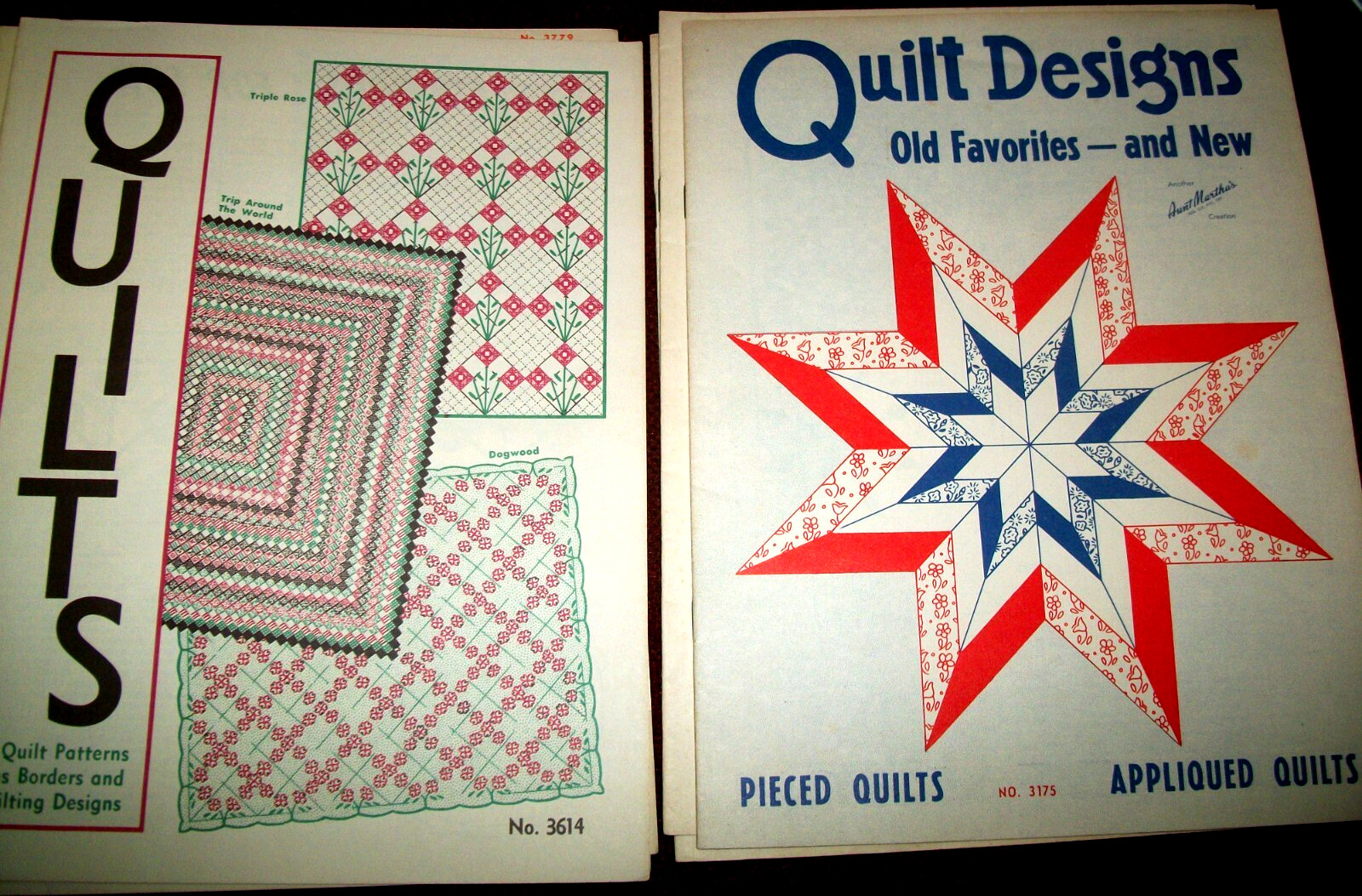 Lot of 8 Vintage AUNT MARTHA'S  QUILT PATTERN BOOKS Pieced,  Appliqué -