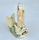 New ListingAntique Chinese Qing Dinasty Famille Rose Porcelain Figurine Emperor &Dragonfish