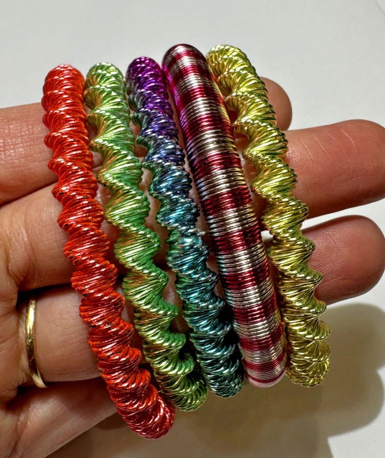 Stackable Coiled Spring Stretch Pink Green Yellow… - image 2