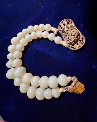 Antique or Vintage Merriam Haskell? Bracelet - Light Jade Green 