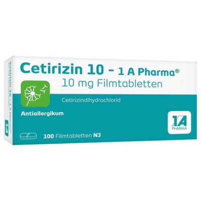 Cetirizin 10   1 A Pharma  Filmtabletten · 100 St · PZN 03823707 387033