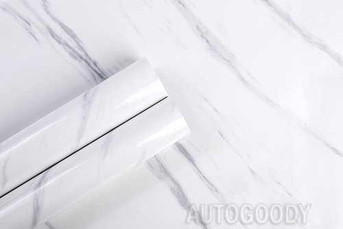 Gloss Marble Granite Wallpaper Vinyl Wrap Film Home White Black Pink Grain Stone - Picture 5 of 28