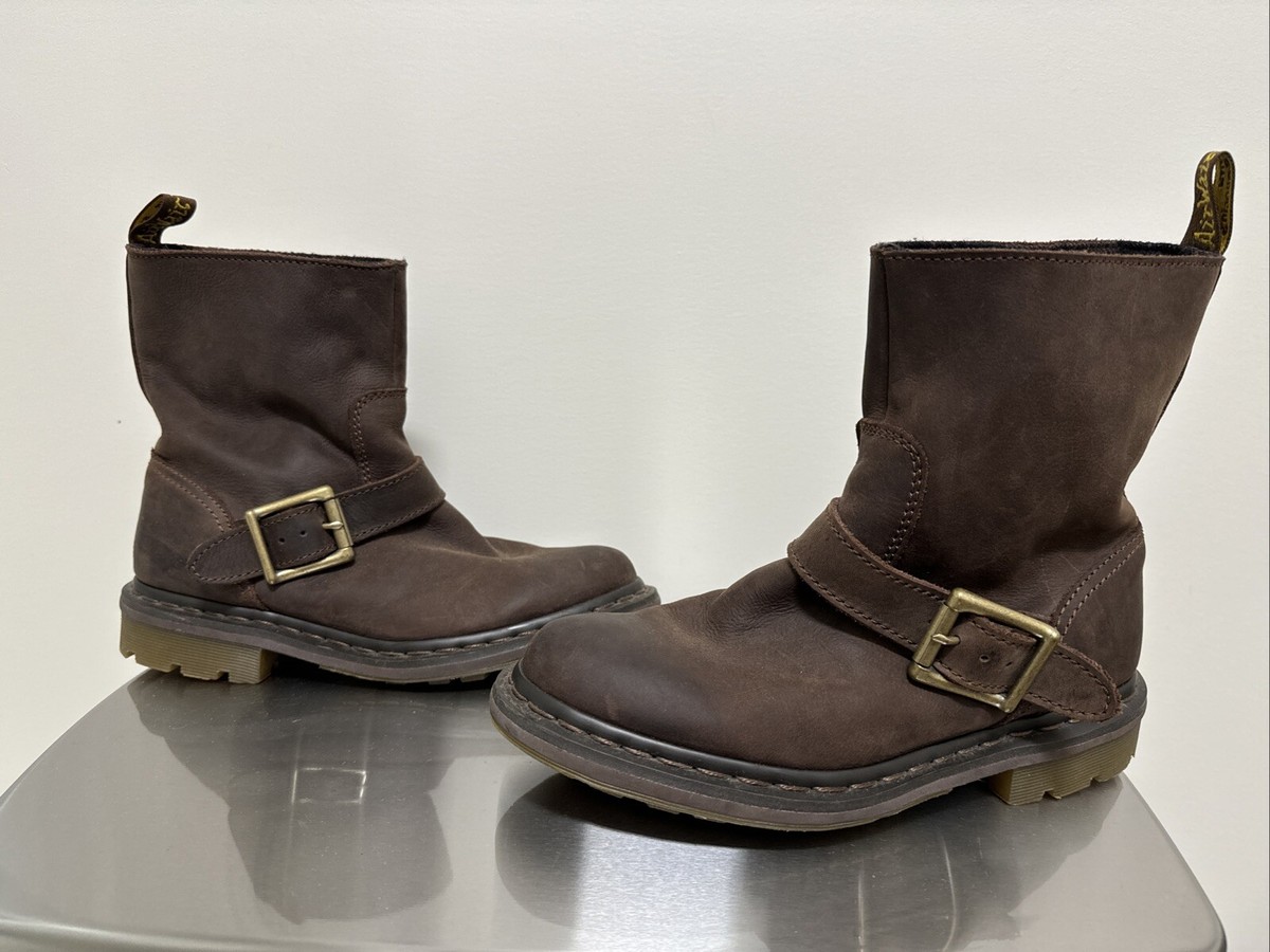【Dr.Martens】 SLATE MEG BIKER ANKLE BOOT Dr. Martens Brown Leather Slate Meg Biker Ankle Boot size 7