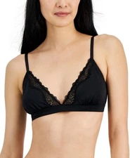 I.n.c. International Concepts Women's Satin Micro Bralette True Black Small