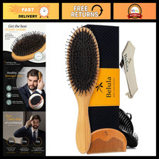 Men's Hair Grooming Set - Boar Bristle  Nylon Pin Brushes, Wooden Comb, Travel