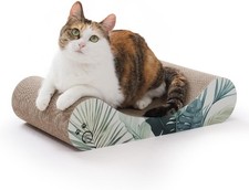 Necoichi Cardboard Cat Scratcher Bed for Indoor Cats - Regular, Go Green