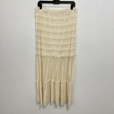 VTG Y2K Fairy Coquette Lace Maxi Skirt Size L Boho Chic Festival Romantic Whimsy