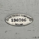 Vintage The Texas Company Asset Tag 1940s Texaco Metal Gas & Oil Original