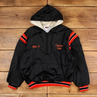 Vintage Rennoc Windbreaker Jacke L 90s Hooded Varsity USA Made Black