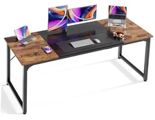  Computer Desk, 63 Inch Office Desk, Gaming Desk with 63inch Rustic Brown+black