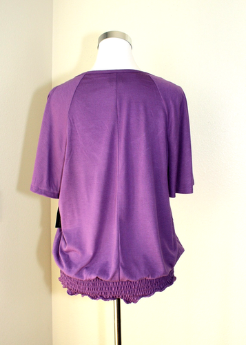 NWT FADED GLORY Knit Top Blouse SS Cold Shoulder Purple Beaded Neck 1X (16W) #03 - Picture 8 of 9