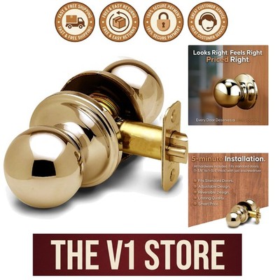ANSI Grade-3 Certified Polished Brass Interior Knob   Effortless 5-Minute Setup