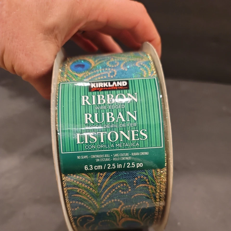 KIRKLAND SIGNATURE- WIRE EDGED RIBBON 2.5" WIDTH- PEACOCK  50 YARDS sell 2 rolls - Image 2 of 4