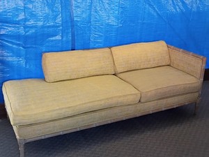 Vintage Marge Carson Sofa Setee Love Seat Couch in Yellow/White Tweed Fabric