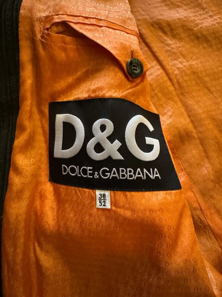 Винтажное мужское зеленое вельветовое пальто Dolce & Gabbana D&G размер 38 США 52 ЕВРО - Изображение 4 из 4