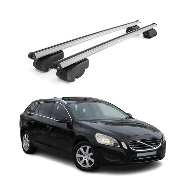 DachträGer GepäCkträGer FüR Volvo V60 2011-2018 QuerträGer ABE Alu Grau 2X-image
