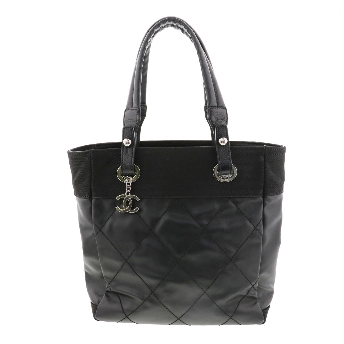 CHANEL Paris Biarritz Black Tote Bag PM A46100 B