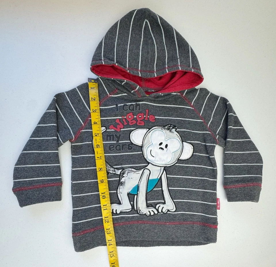 芝麻街猴子条纹连帽衫,尺寸 2T — 第 2/2 张图片