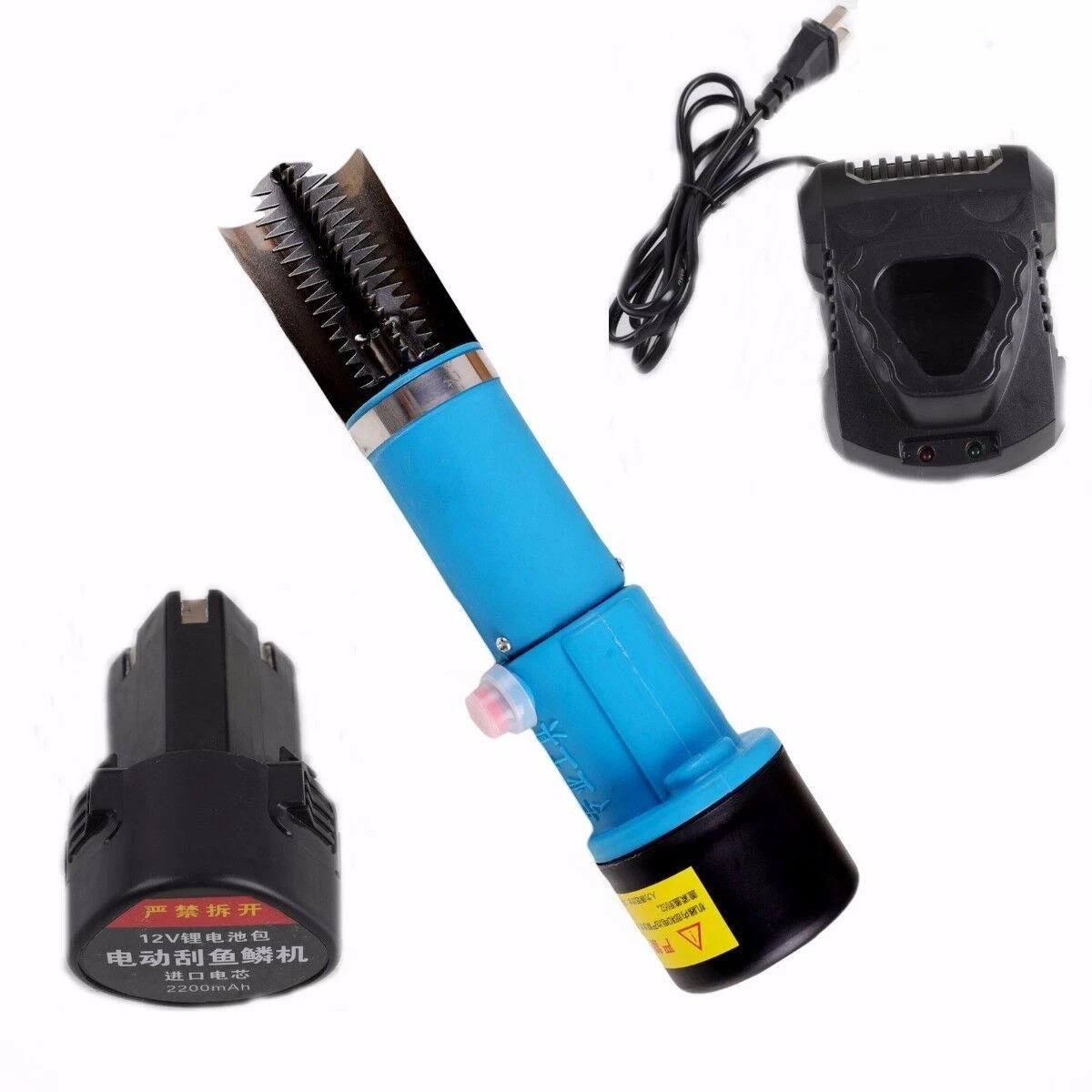 Electric Fish Scaler Scale Scraper Remover Cleaner Skinner Peeler w/ Battery Kit