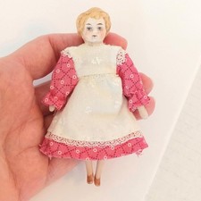 Antique Miniature German Doll: 1870s Bisque Dollhouse Doll (3 3/4")