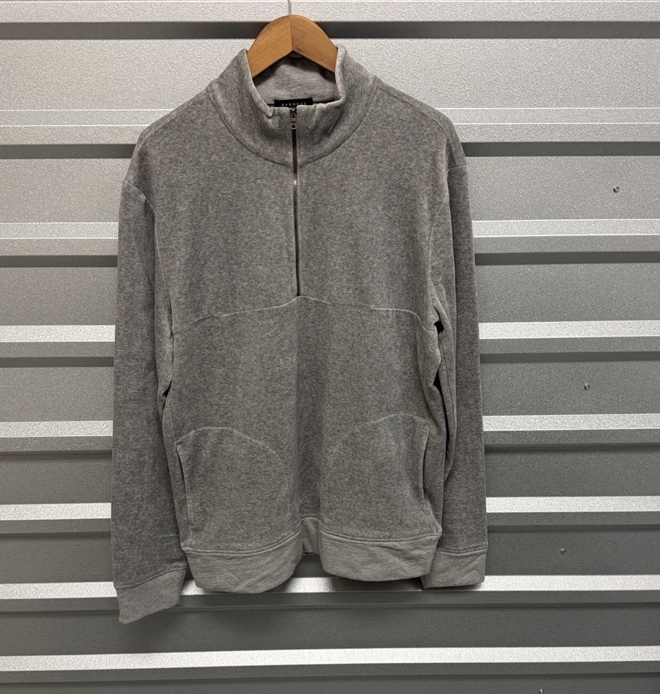 BARNEYS New York’s Men's Gray Half-Zip PULLOVER Sweater VTG Size XL comfy casual