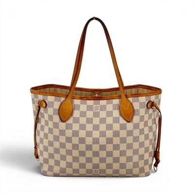 LOUIS VUITTON Neverfull PM Damier Azur Canvas White Shoulder Tote Bag N51110