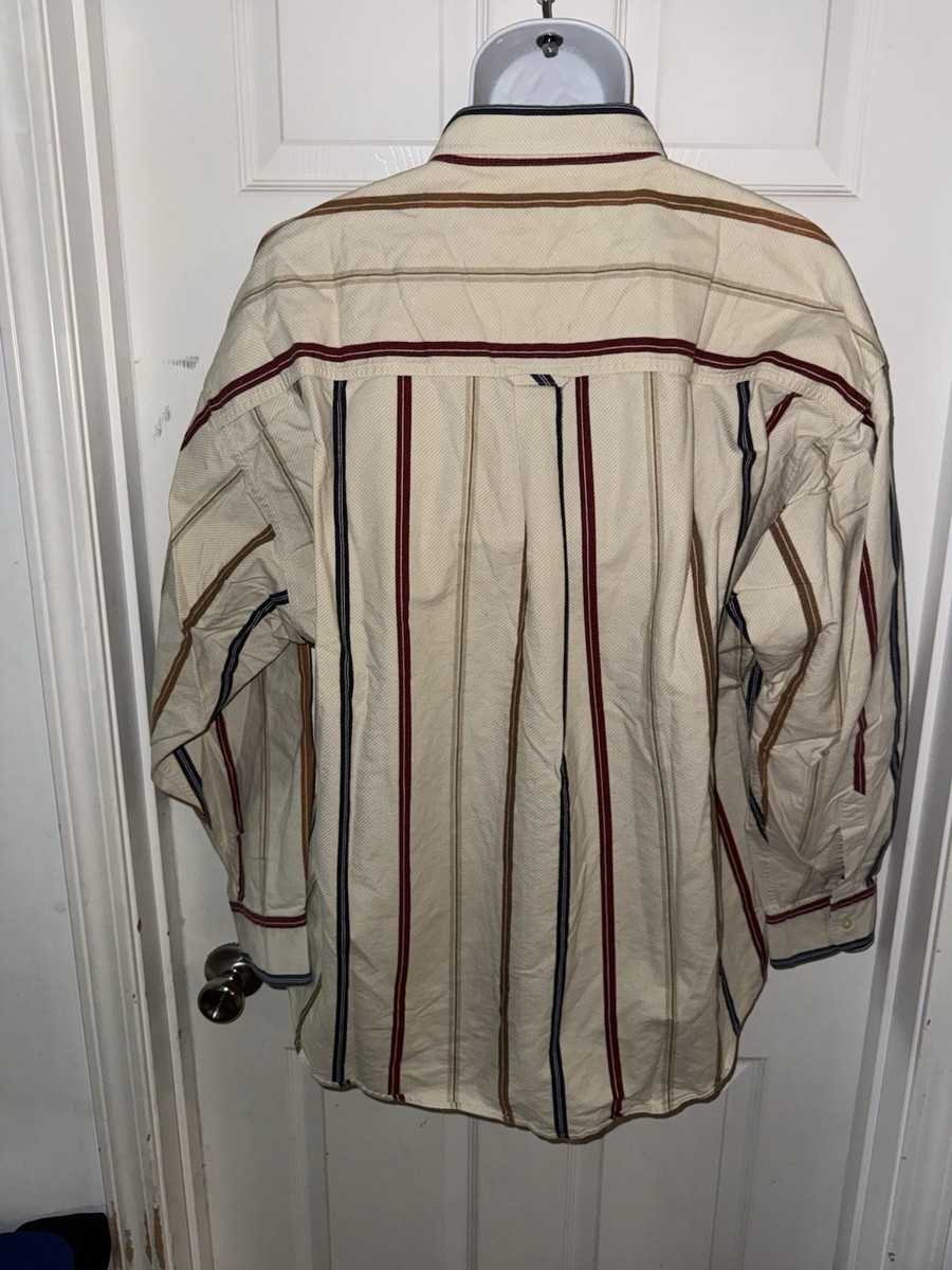Vintage Chaps, Ralph Lauren Wpl 125 Cream Striped Button-Down Shirt XL         F View 2
